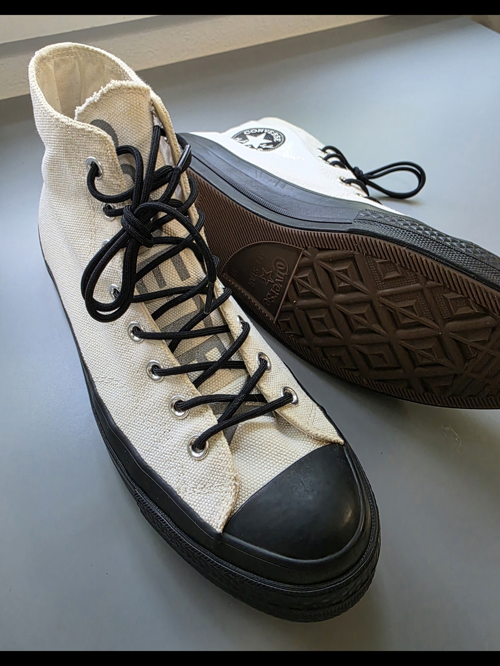 Converse High-Top Canvas Sneakers in White with Black Accents - Picture 4 of 9